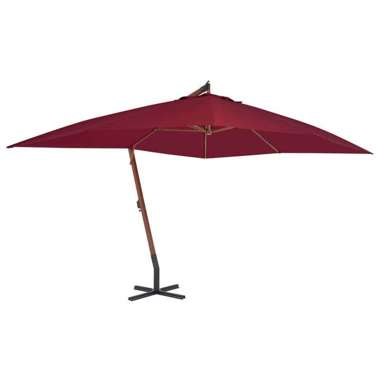  Wiszący parasol z drewnianym słupkiem, 400 x 300 cm, bordowy
