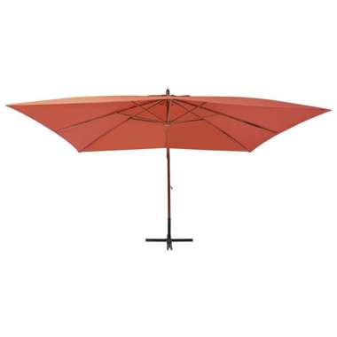  Wiszący parasol z drewnianym słupkiem, 400 x 300 cm, terakotowy