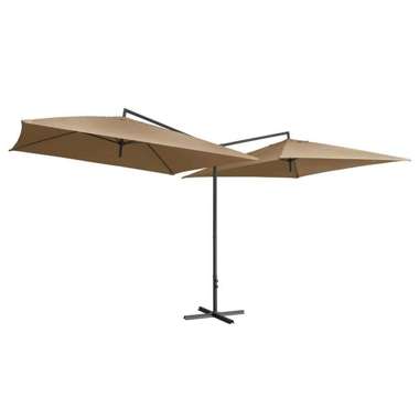   Podwójny parasol na stalowym słupku, 250 x 250 cm, taupe