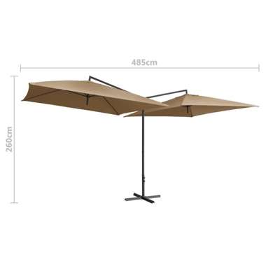   Podwójny parasol na stalowym słupku, 250 x 250 cm, taupe