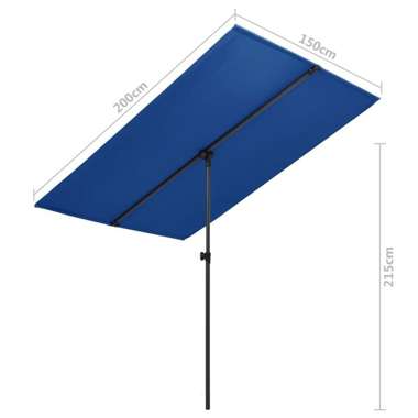   Parasol ogrodowy na słupku aluminiowym, 2x1,5 m, błękit lazur