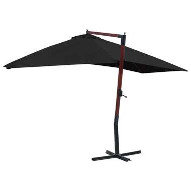   Wiszący parasol na drewnianym słupku, 400x300 cm, czarny