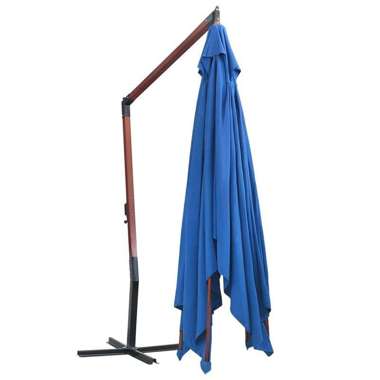   Wiszący parasol na drewnianym słupku, 400x300 cm, niebieski