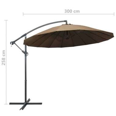   Wiszący parasol ogrodowy, taupe, 3 m, słupek aluminiowy