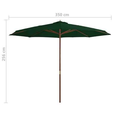   Parasol ogrodowy na drewnianym słupku, 350 cm, zielony