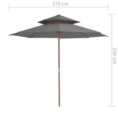   Parasol ogrodowy z podwójnym daszkiem, 270 cm, antracytowy