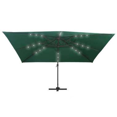   Parasol z LED i aluminiowym słupkiem, 400x300 cm, zielony