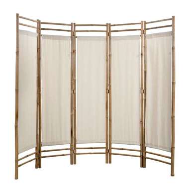   5-panelowy składany parawan z bambusowa i płótna, 200 cm