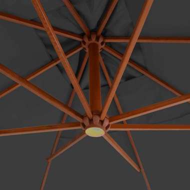   Wiszący parasol z drewnianym słupkiem, 400x300 cm, antracytowy