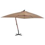  Wiszący parasol z drewnianym słupkiem, 400 x 300 cm, taupe