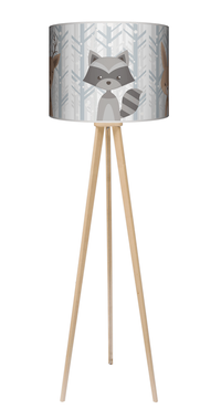 Lampa podłogowa - trójnóg drewniana duża - Zimowe zwierzęta