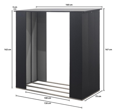 Wiata na drewno ,drewutnia czarna 167x150x75 do montażu