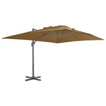 Parasol wiszący z aluminiowym słupkiem, 400x300 cm, taupe