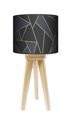 Lampa stołowa - trójnóg drewniana mała - Mozaika black