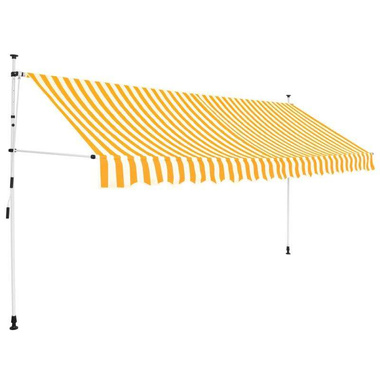   Markiza zwijana ręcznie, 400 cm, żółto-białe pasy