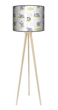 Lampa podłogowa - trójnóg drewniana duża - Owieczki