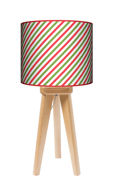 Lampa stołowa - trójnóg drewniana mała - Świąteczny lizak