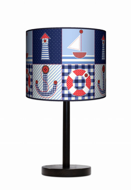 Lampa stołowa - nocna drewniana duża - Marine (lampa dla dzieci)