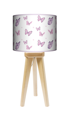 Lampa stołowa - trójnóg drewniana mała - Motyle