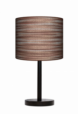 Lampa stołowa - nocna drewniana duża - Rattan brąz