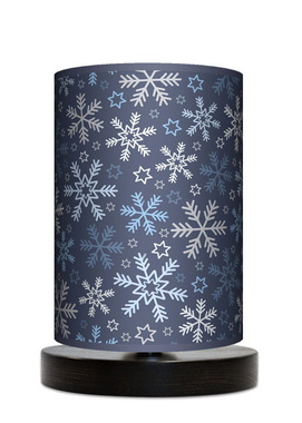 Lampa stołowa - nocna drewniana mała - Śnieżynki