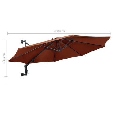   Parasol ścienny na metalowym słupku, 300 cm, kolor terakota