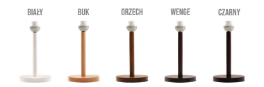 Lampa stołowa - drewniana duża - Kropki Szare