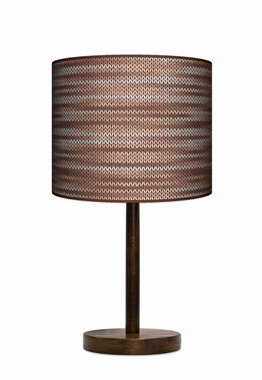 Lampa stołowa - nocna drewniana duża - Rattan brąz