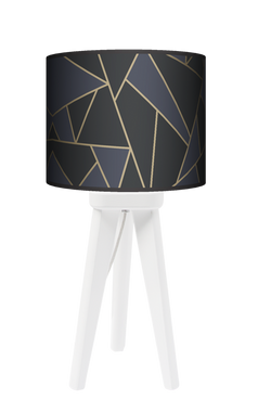 Lampa stołowa - trójnóg drewniana mała - Mozaika black