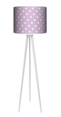 Lampa podłogowa - stojąca drewniana trójnóg duża - Kropki Pink