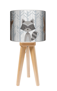 Lampa stołowa - trójnóg drewniana mała - Zimowe zwierzęta
