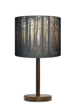 Lampa stołowa - nocna drewniana duża - Las