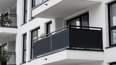 Osłona balkonowa na wymiar. Mata rattanowa dwustronna oczkowana antracyt RD05