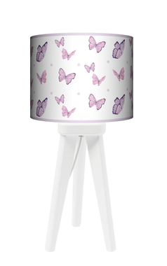 Lampa stołowa - trójnóg drewniana mała - Motyle