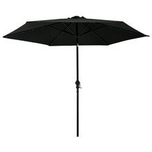 Parasol ogrodowy z LED i stalowym słupkiem, 300 cm, czarny