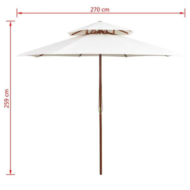   Parasol z podwójnym daszkiem, 270x270 cm drewno, kremowy