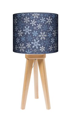 Lampa stołowa - trójnóg drewniana mała - Śnieżynki