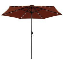 Parasol ogrodowy z LED i aluminiowym słupkiem, 270 cm, terakota