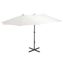 Parasol ogrodowy na słupku aluminiowym, 460 x 270 cm, piaskowy