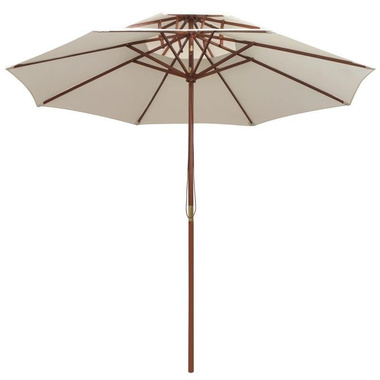   Parasol z podwójnym daszkiem, 270x270 cm drewno, kremowy