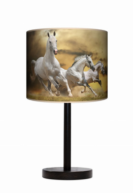 Lampa stołowa - nocna drewniana duża - Horses