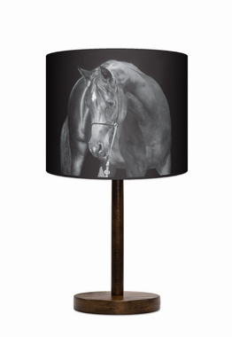 Lampa stołowa - nocna drewniana duża - Black horse