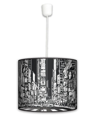Lampa wisząca duża - Nowy Jork (biało czarna)