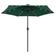 Parasol ogrodowy z LED i aluminiowym słupkiem, 270 cm, zielony