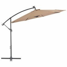 Parasol wiszący z LED i stalowym słupkiem, 300 cm, taupe