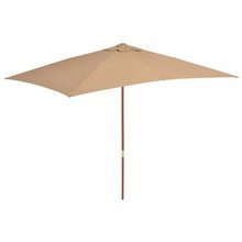 Parasol ogrodowy na drewnianym słupku, 200x300 cm, taupe
