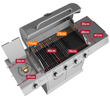 Grill Gazowy V4 17,2 KW SILVER