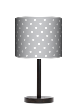 Lampa stołowa - drewniana duża - Kropki Szare