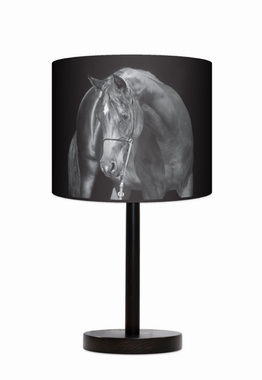 Lampa stołowa - nocna drewniana duża - Black horse