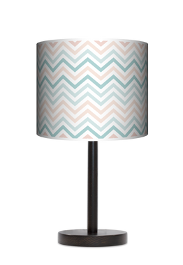 Lampa stołowa - drewniana duża - Pastelowy zygzak